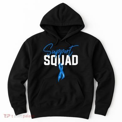 Colon Cancer Awareness Support Squad Blue Ribbon Hoodie