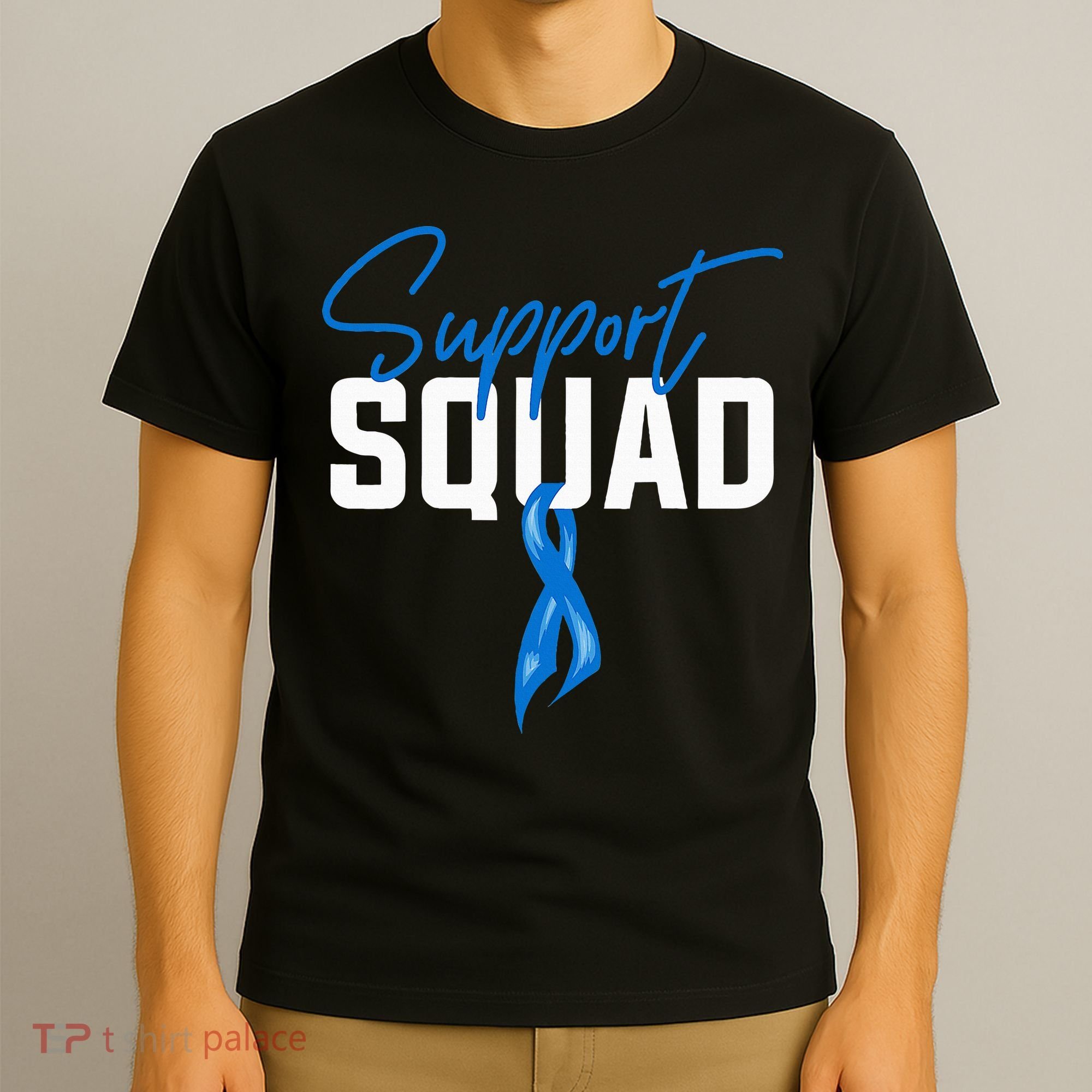 Colon Cancer Awareness Support Squad Blue Ribbon T-Shirt