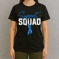Colon Cancer Awareness Support Squad Blue Ribbon T-Shirt thumb 4