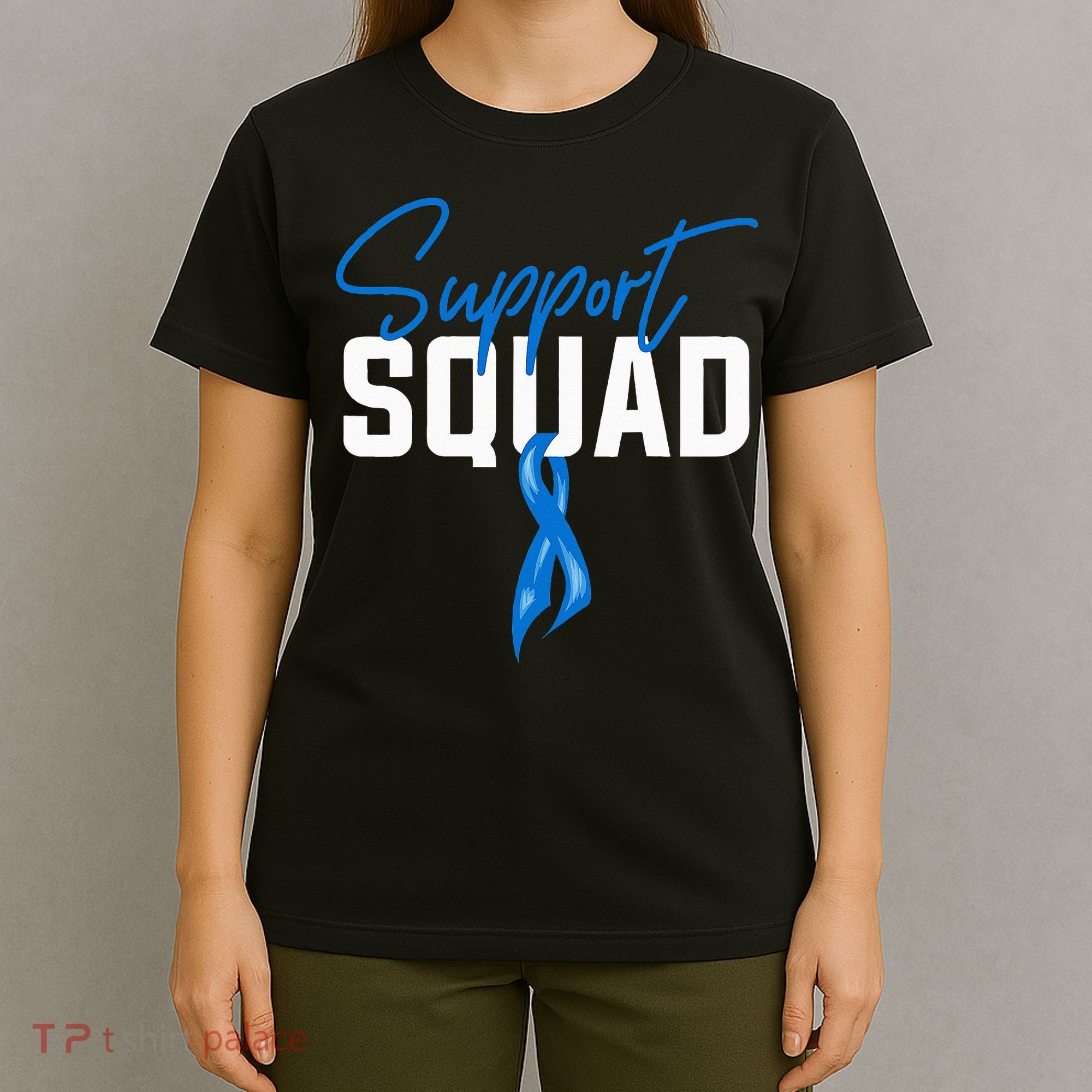 Colon Cancer Awareness Support Squad Blue Ribbon T-Shirt