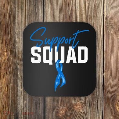 Colon Cancer Awareness Support Squad Blue Ribbon Coaster