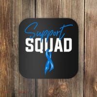 Colon Cancer Awareness Support Squad Blue Ribbon Coaster thumb 0