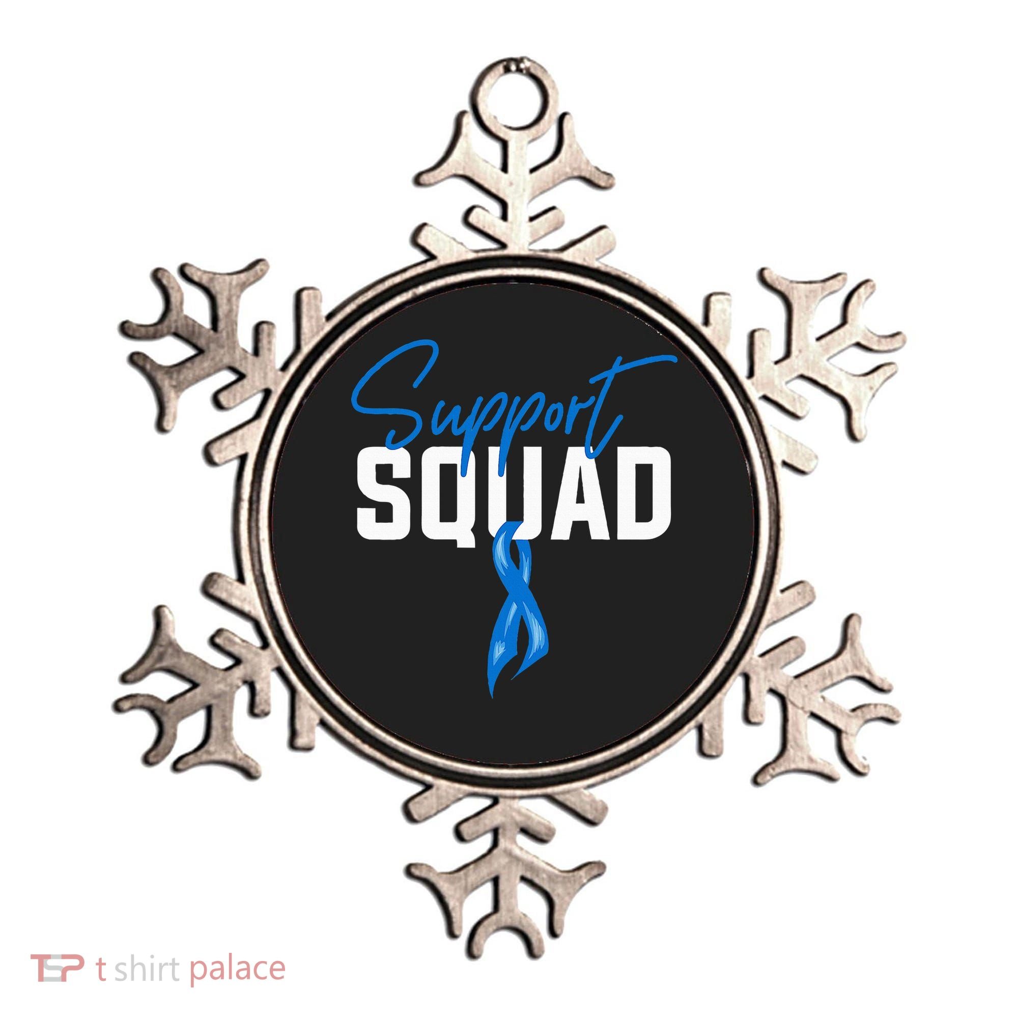 Colon Cancer Awareness Support Squad Blue Ribbon Ornament