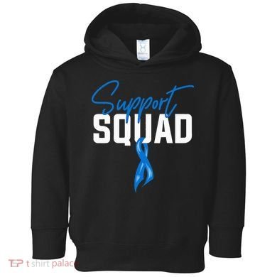 Colon Cancer Awareness Support Squad Blue Ribbon Toddler Hoodie