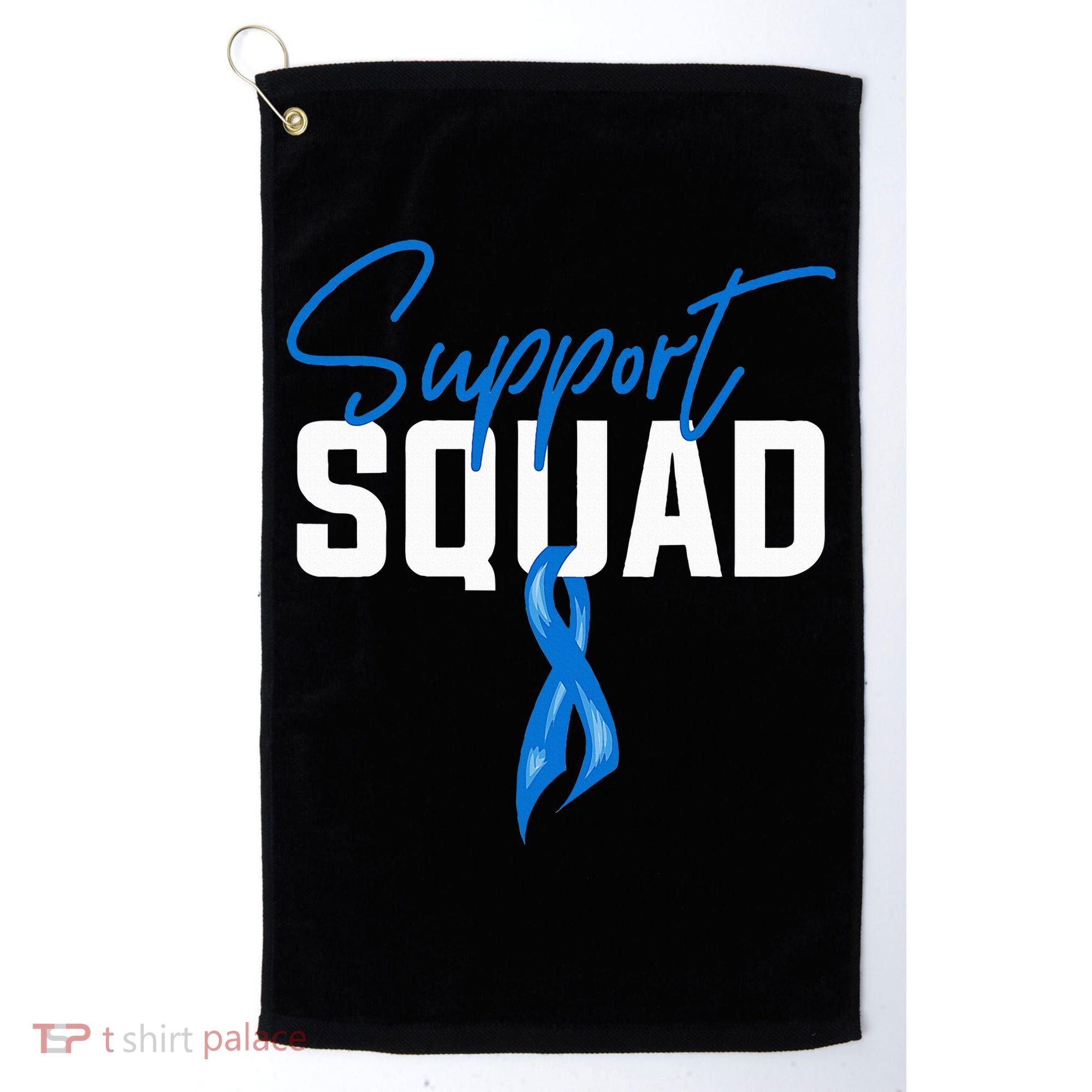 Colon Cancer Awareness Support Squad Blue Ribbon Golf Towel