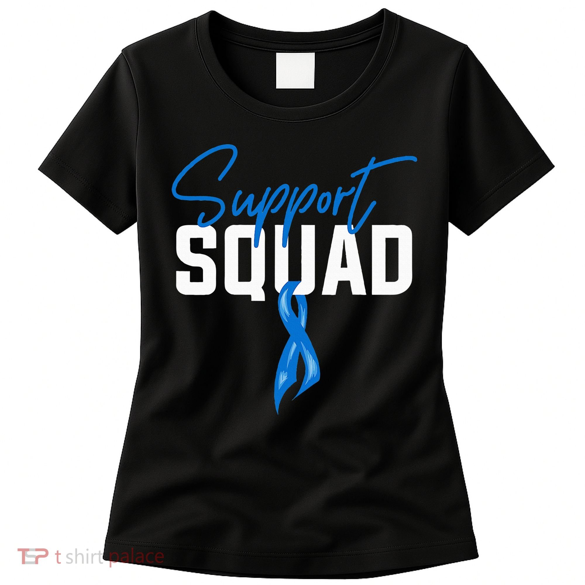 Colon Cancer Awareness Support Squad Blue Ribbon Women's T-Shirt