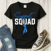 Colon Cancer Awareness Support Squad Blue Ribbon Women's T-Shirt thumb 3