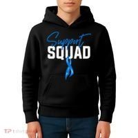 Colon Cancer Awareness Support Squad Blue Ribbon Kids Hoodie thumb 4