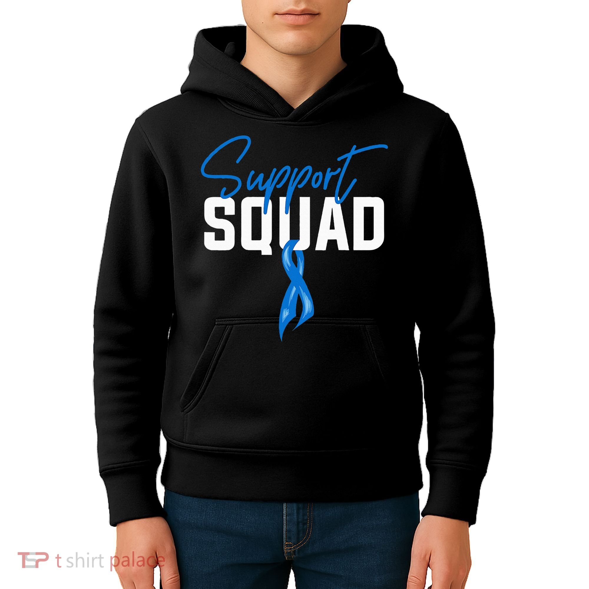 Colon Cancer Awareness Support Squad Blue Ribbon Kids Hoodie