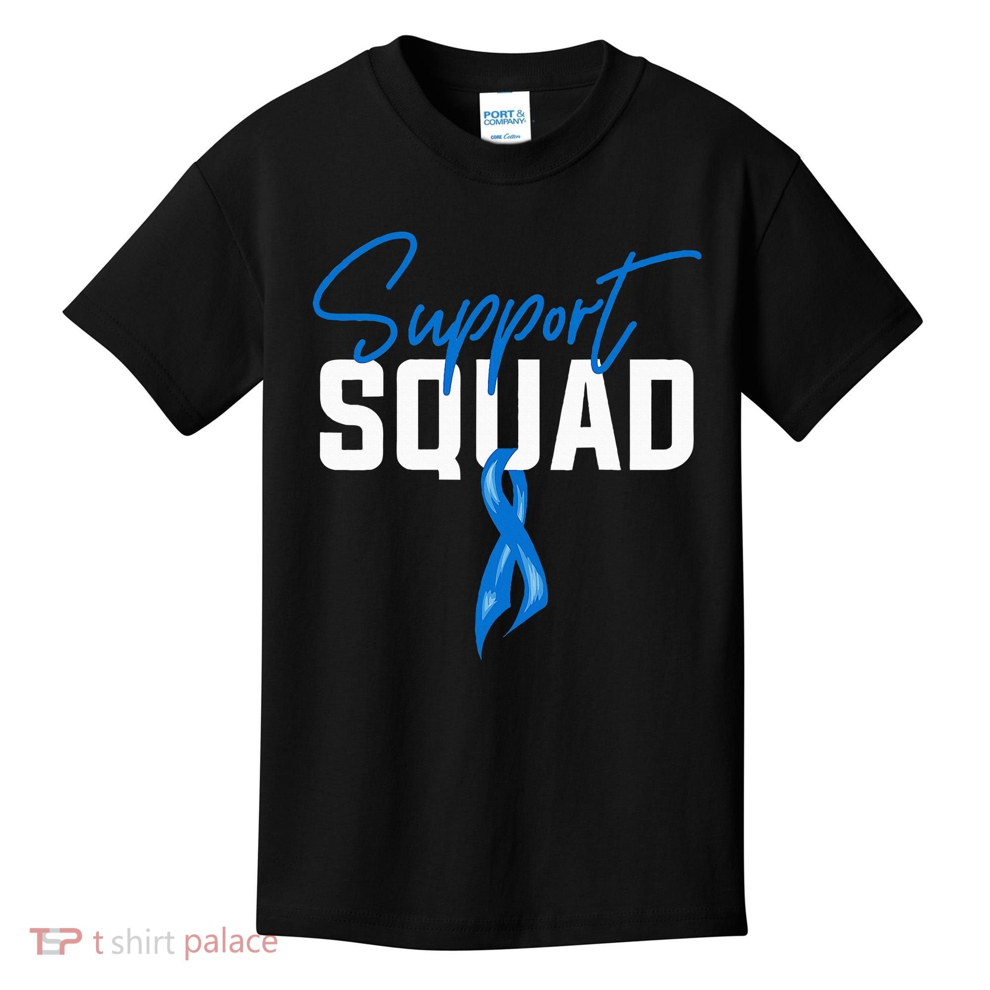 Colon Cancer Awareness Support Squad Blue Ribbon Kids T-Shirt