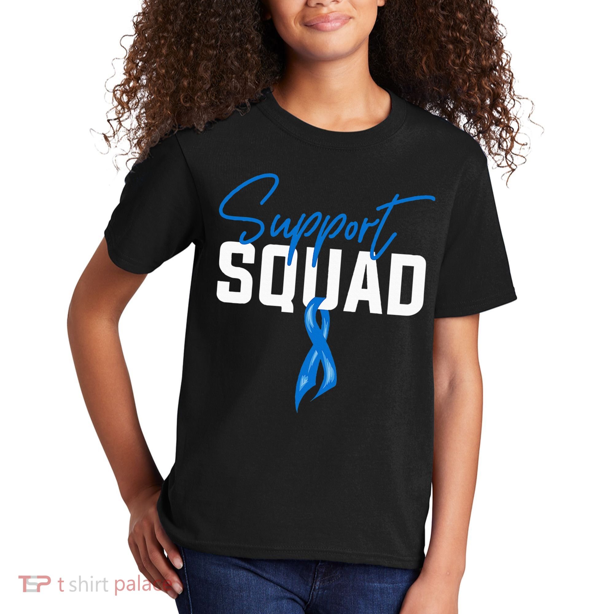 Colon Cancer Awareness Support Squad Blue Ribbon Kids T-Shirt