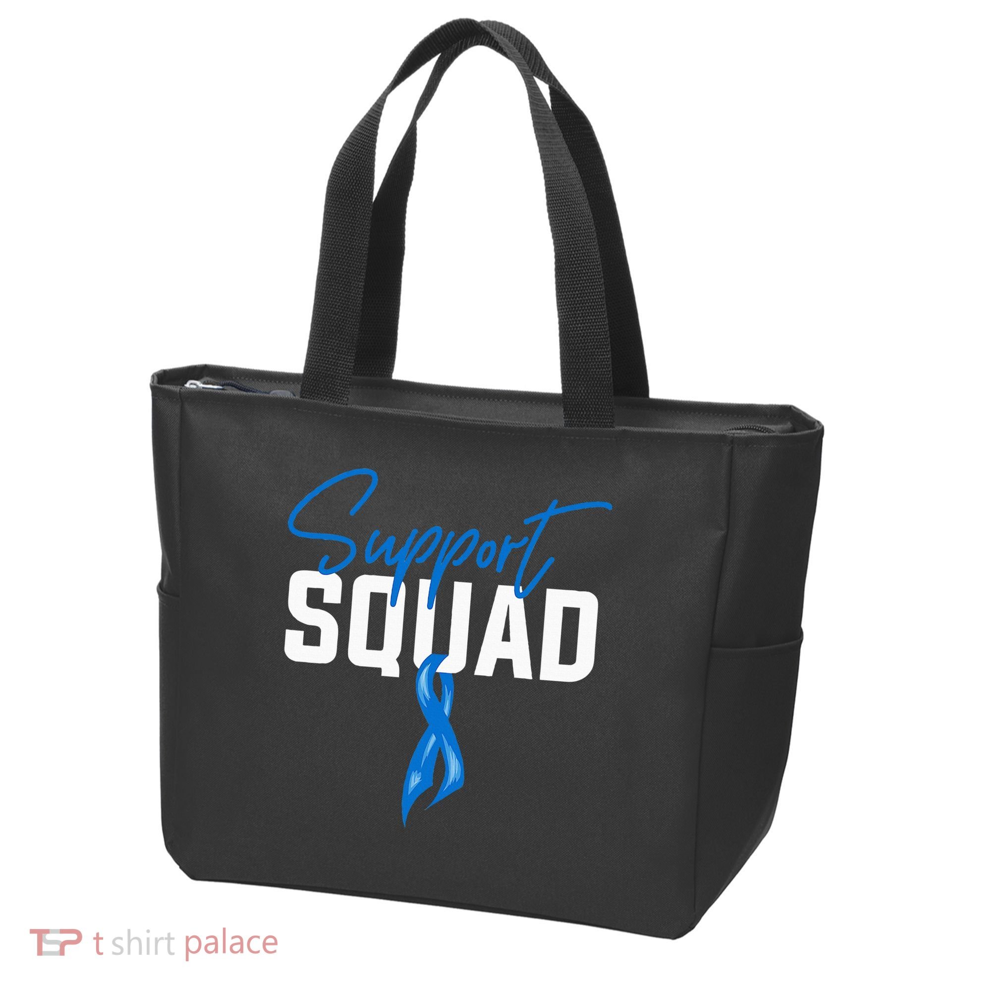 Colon Cancer Awareness Support Squad Blue Ribbon Tote Bag