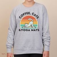 Coffee Cats And Yoga Mats Meditation Women Women's Sweatshirt thumb 0
