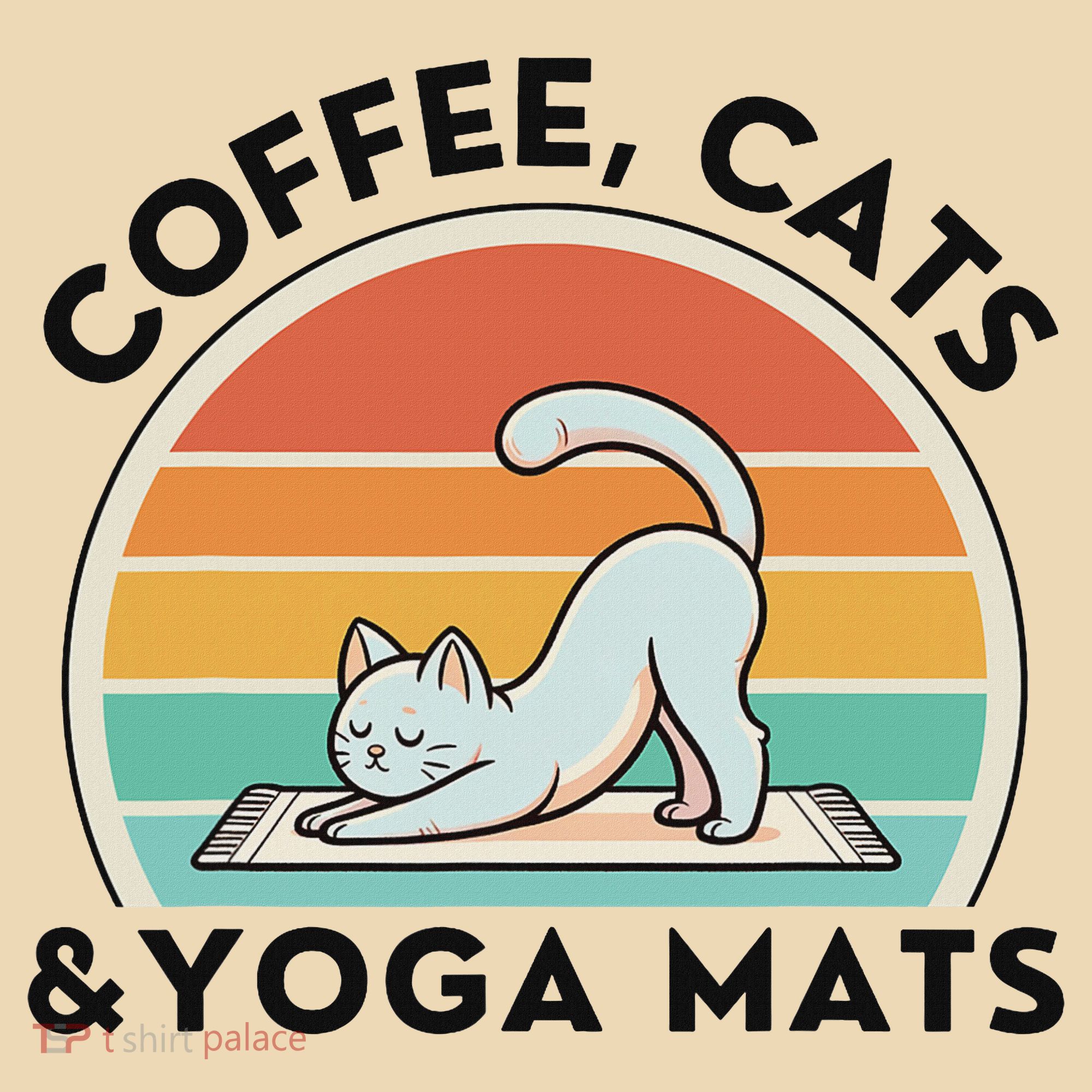 Coffee Cats And Yoga Mats Meditation Women Tote Bag