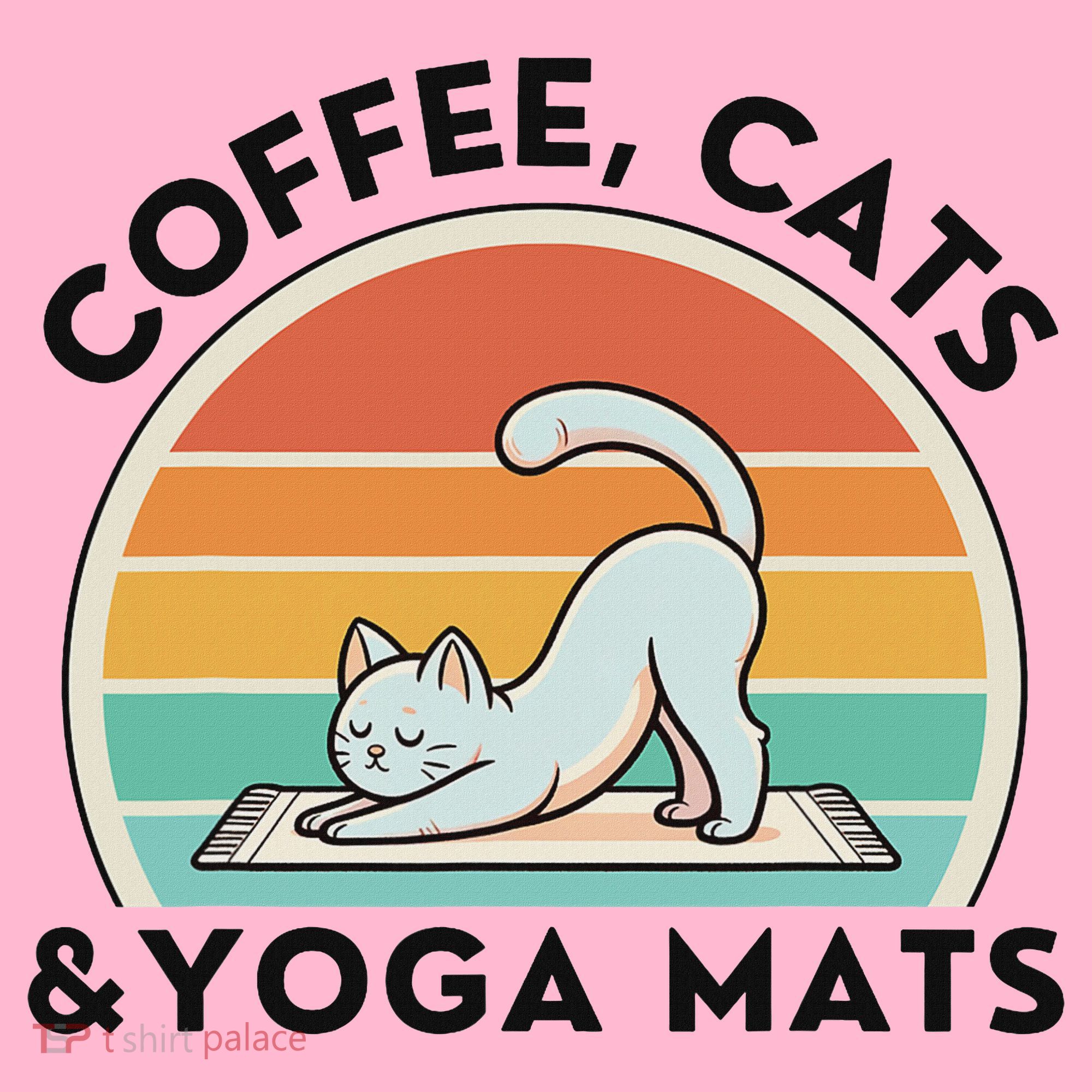 Coffee Cats And Yoga Mats Meditation Women Coaster