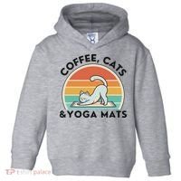 Coffee Cats And Yoga Mats Meditation Women Toddler Hoodie thumb 0