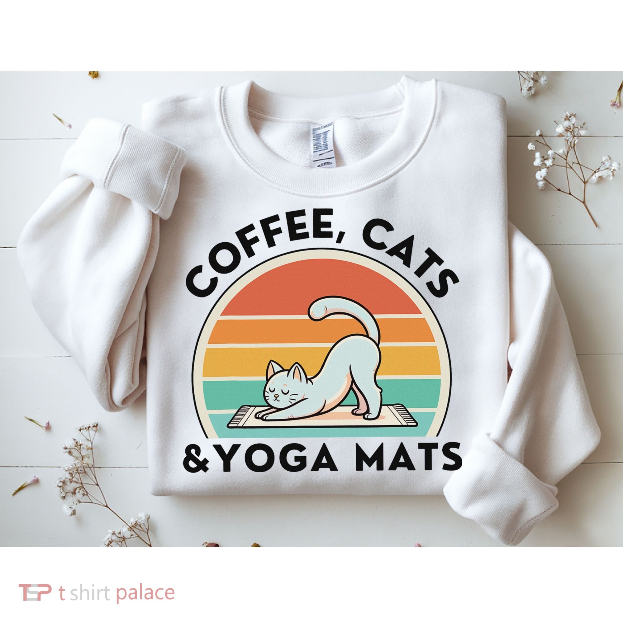 Coffee Cats And Yoga Mats Meditation Women Sweatshirt