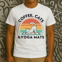 Coffee Cats And Yoga Mats Meditation Women T-Shirt thumb 3