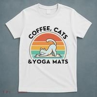 Coffee Cats And Yoga Mats Meditation Women T-Shirt thumb 5