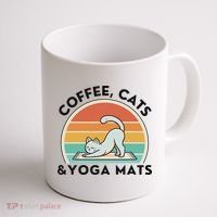 Coffee Cats And Yoga Mats Meditation Women Coffee Mug thumb 1