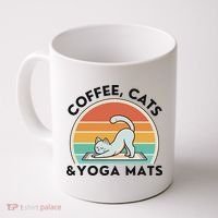 Coffee Cats And Yoga Mats Meditation Women Coffee Mug thumb 0