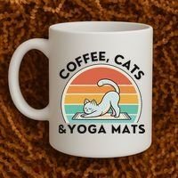 Coffee Cats And Yoga Mats Meditation Women Coffee Mug thumb 2