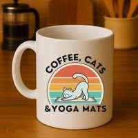 Coffee Cats And Yoga Mats Meditation Women Coffee Mug thumb 4