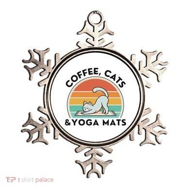 Coffee Cats And Yoga Mats Meditation Women Ornament
