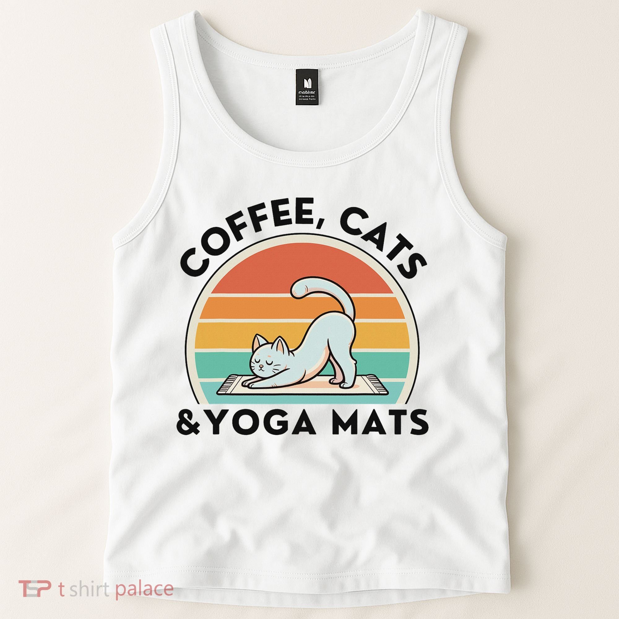 Coffee Cats And Yoga Mats Meditation Women Tank Top
