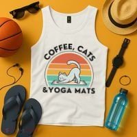 Coffee Cats And Yoga Mats Meditation Women Tank Top thumb 4