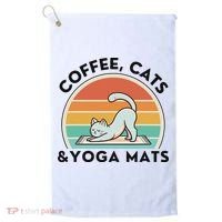 Coffee Cats And Yoga Mats Meditation Women Golf Towel thumb 0