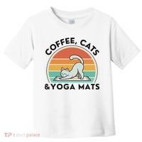Coffee Cats And Yoga Mats Meditation Women Toddler T-Shirt thumb 0
