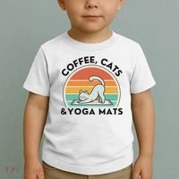 Coffee Cats And Yoga Mats Meditation Women Toddler T-Shirt thumb 2