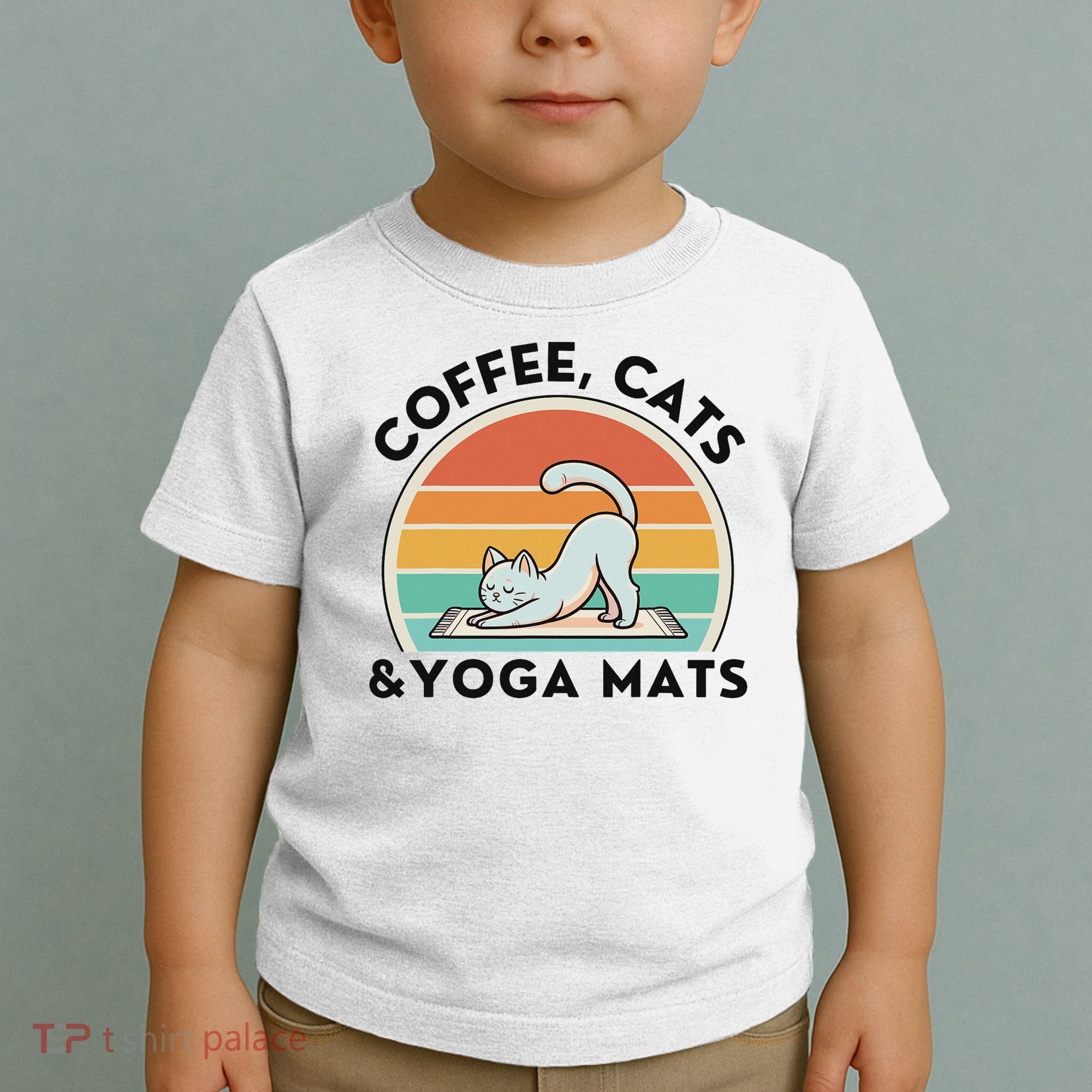 Coffee Cats And Yoga Mats Meditation Women Toddler T-Shirt