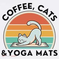 Coffee Cats And Yoga Mats Meditation Women Women's Crop Top Tee thumb 4