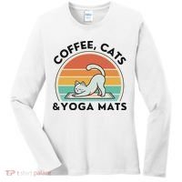 Coffee Cats And Yoga Mats Meditation Women Women's Long Sleeve Shirt thumb 0