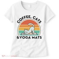 Coffee Cats And Yoga Mats Meditation Women Women's T-Shirt thumb 0