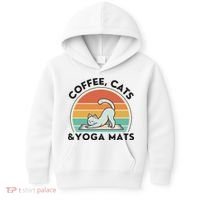 Coffee Cats And Yoga Mats Meditation Women Kids Hoodie thumb 0