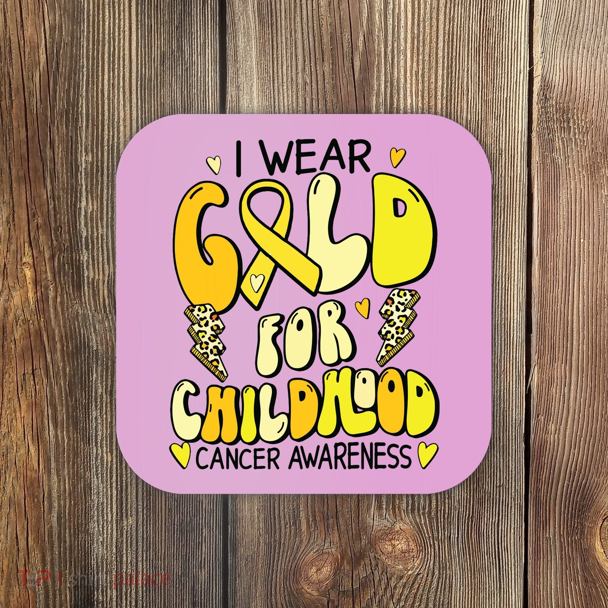 Childhood Cancer Awareness Support Retro Yellow Ribbon Coaster