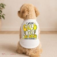 Childhood Cancer Awareness Support Retro Yellow Ribbon Doggie Tank thumb 2