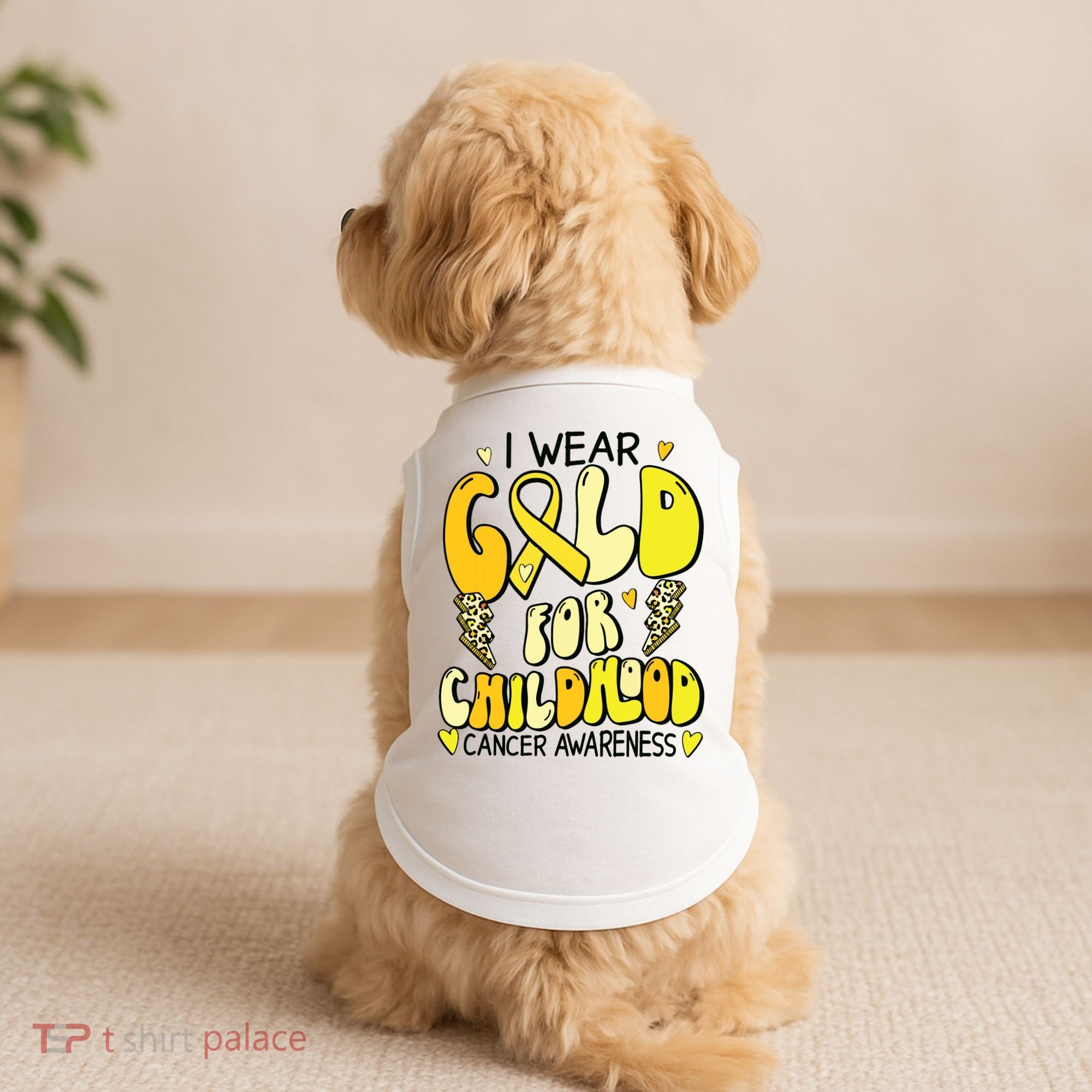 Childhood Cancer Awareness Support Retro Yellow Ribbon Doggie Tank