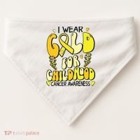Childhood Cancer Awareness Support Retro Yellow Ribbon USA-Made Doggie Bandana thumb 0