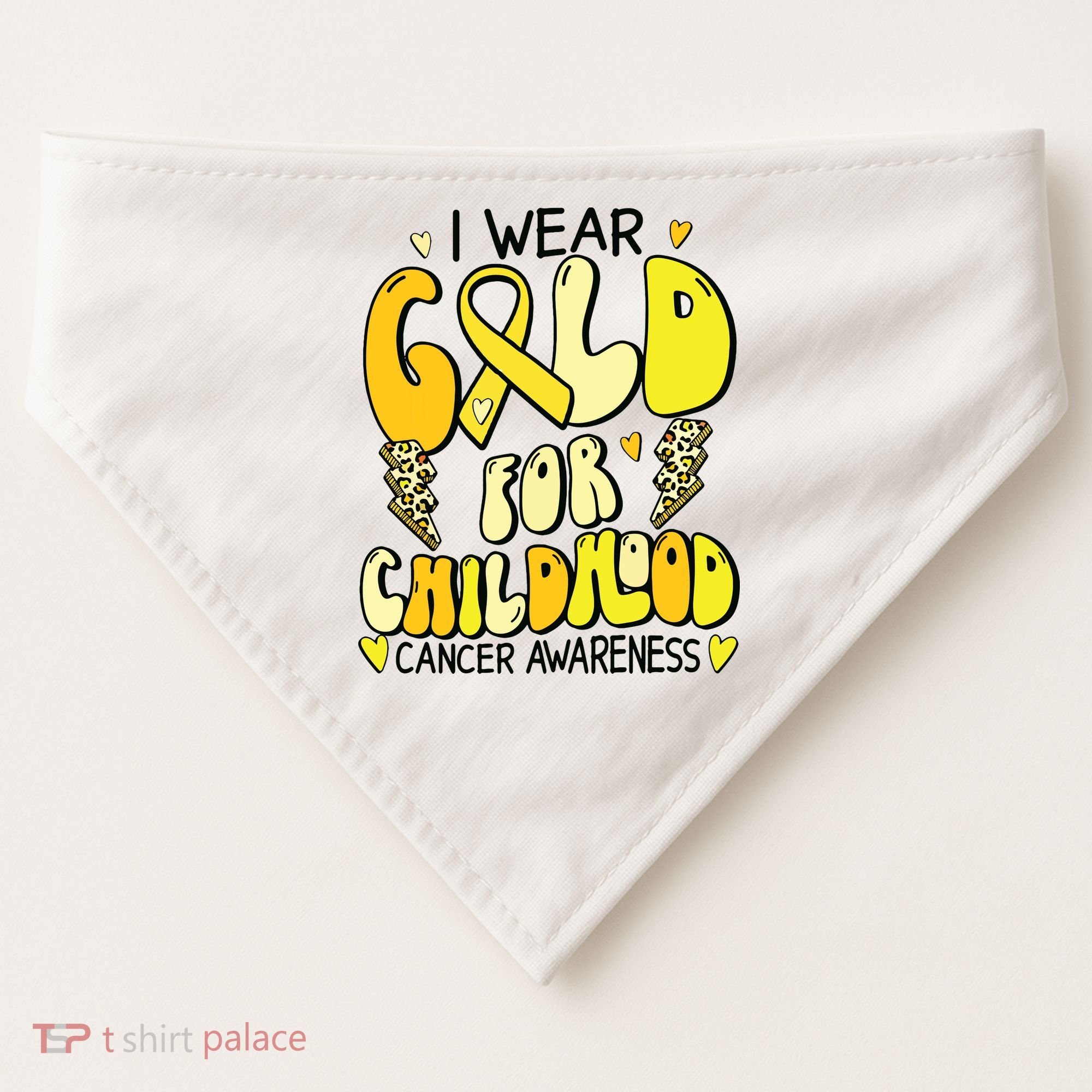 Childhood Cancer Awareness Support Retro Yellow Ribbon USA-Made Doggie Bandana