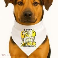 Childhood Cancer Awareness Support Retro Yellow Ribbon USA-Made Doggie Bandana thumb 1