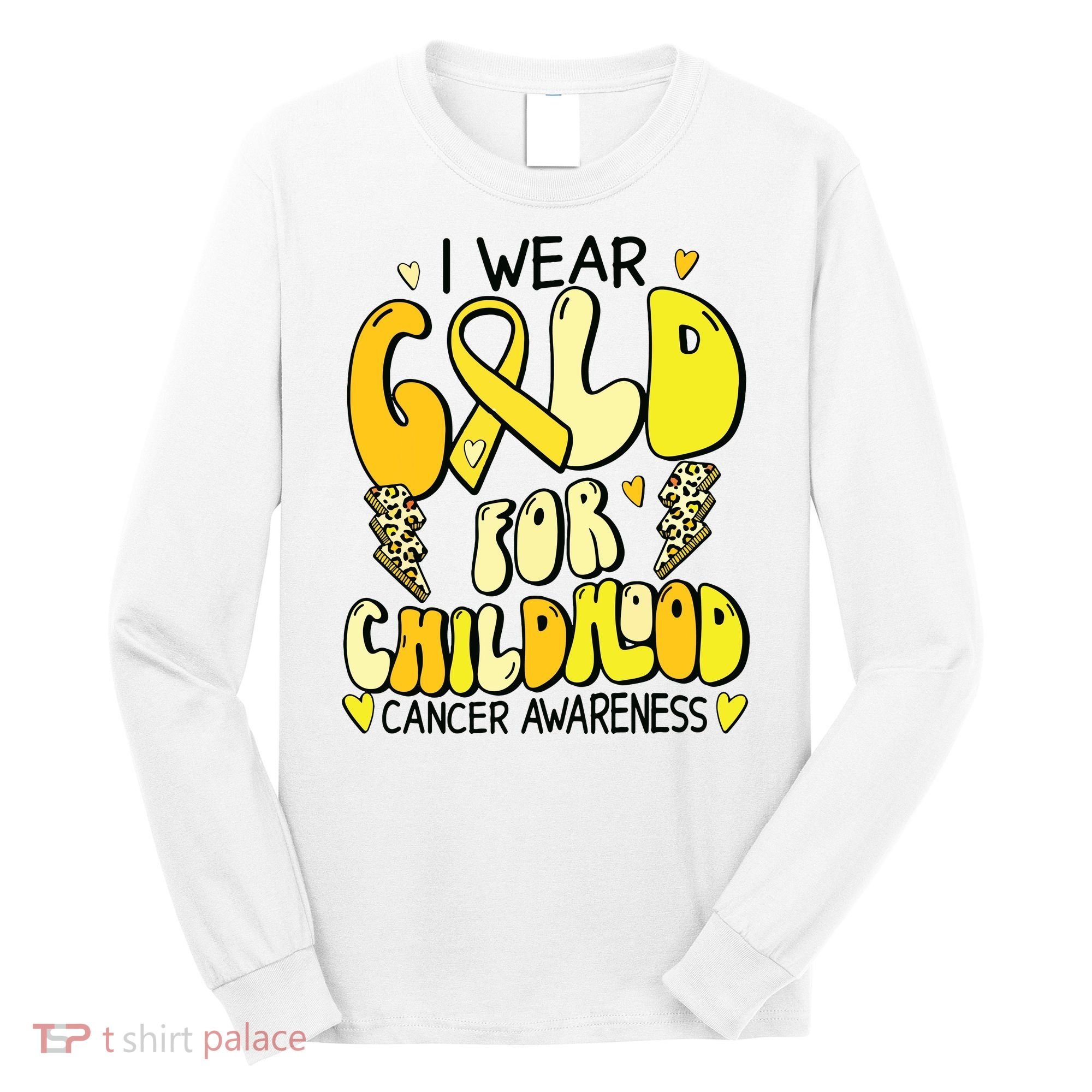 Childhood Cancer Awareness Support Retro Yellow Ribbon Long Sleeve Shirt