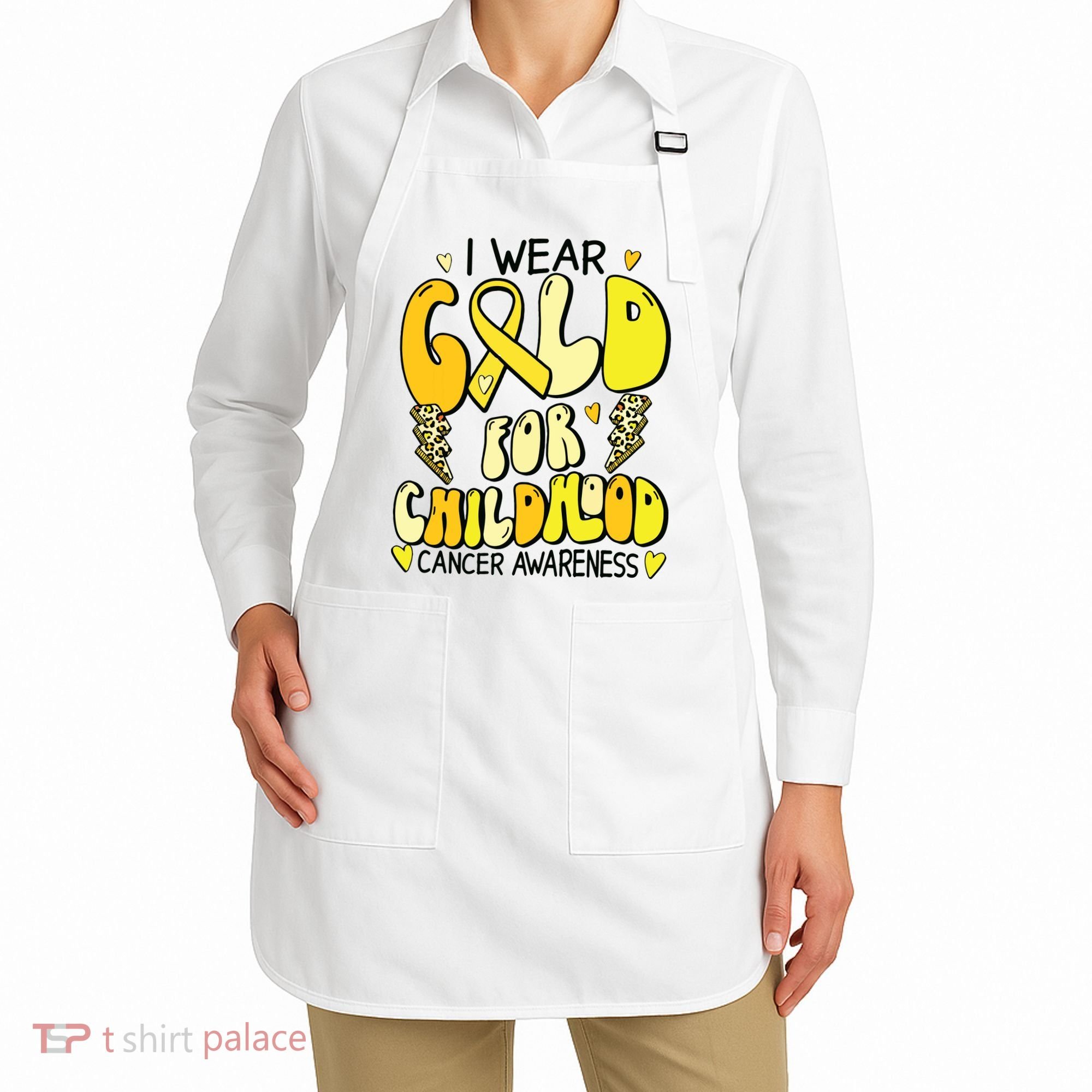 Childhood Cancer Awareness Support Retro Yellow Ribbon Apron