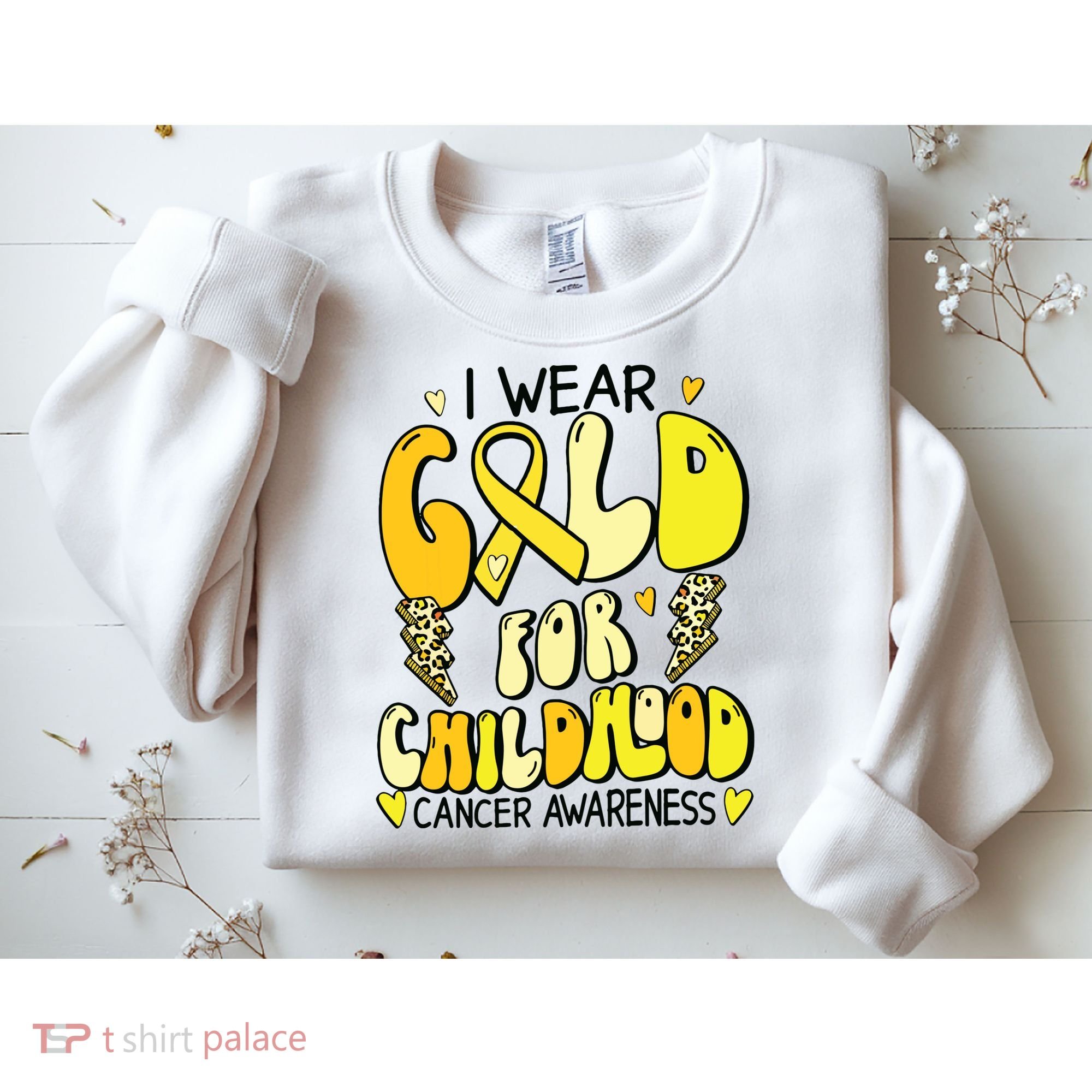 Childhood Cancer Awareness Support Retro Yellow Ribbon Sweatshirt