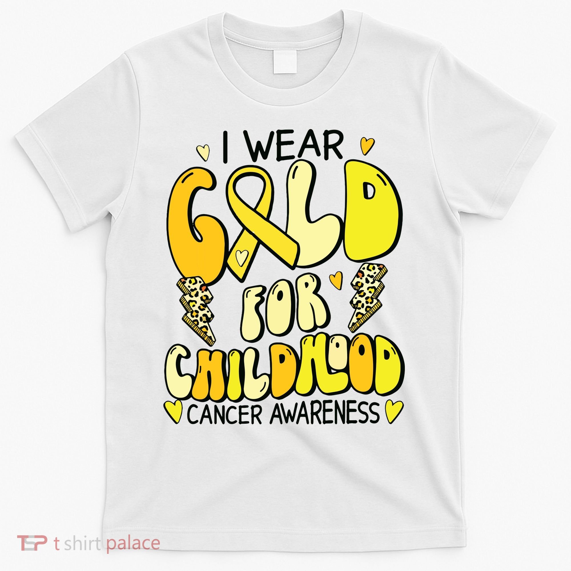 Childhood Cancer Awareness Support Retro Yellow Ribbon T-Shirt