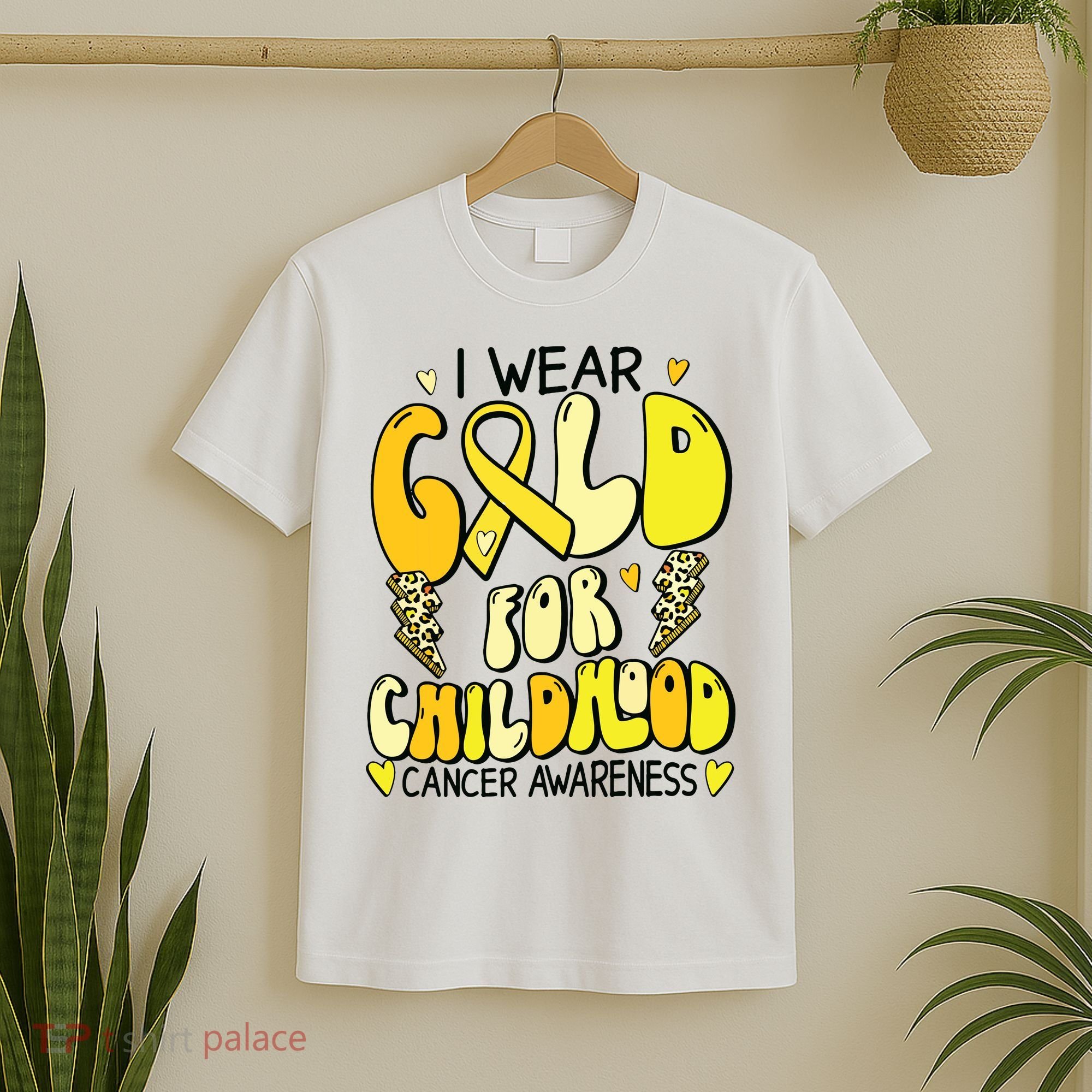 Childhood Cancer Awareness Support Retro Yellow Ribbon T-Shirt