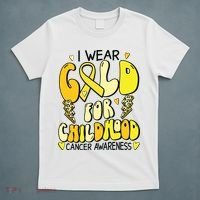 Childhood Cancer Awareness Support Retro Yellow Ribbon T-Shirt thumb 5